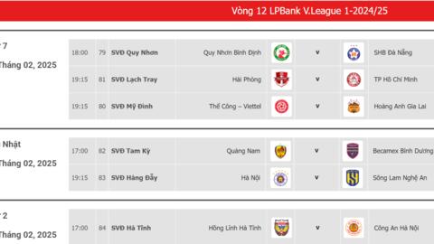 Lịch thi đấu vòng 12 V-League: Tâm điểm ở Mỹ Đình