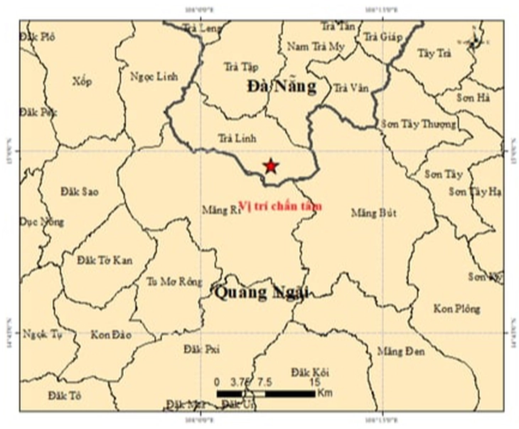 Động đất ở Đà Nẵng không xảy ra ở khu vực nội thành