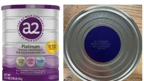Thu hồi 3 lô sữa bột a2 Platinum Premium dành cho trẻ 0-12 tháng tuổi nghi nhiễm độc tố