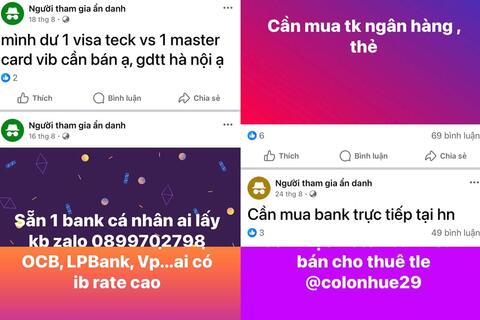 Thuê, mua bán tài khoản ngân hàng trên mạng xã hội: "Cái bẫy" khó lường