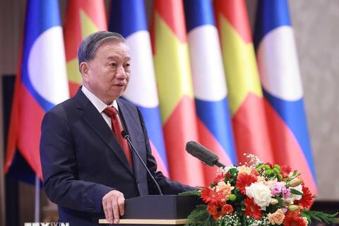 Tổng Bí thư Tô Lâm dự Lễ khánh thành Công viên Hữu nghị Lào - Việt Nam ở thủ đô Vientiane (Viêng Chăn)