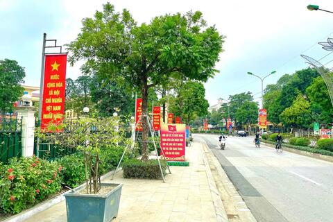 Xã Thạch Thất trang hoàng chào mừng Đại hội Đảng lần thứ XIV