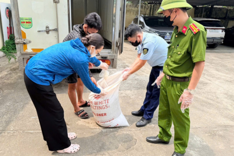 Phát hiện 480kg lòng lợn đang phân hủy, bốc mùi hôi thối trên đường đi tiêu thụ