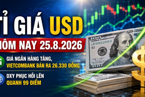Tỉ giá USD hôm nay 25.8.2026: Giá ngân hàng bật tăng, DXY lên 99 điểm