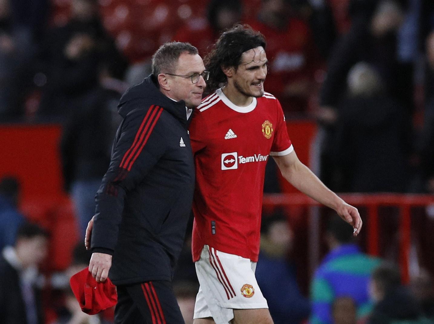 Cavani chưa được thi đấu nhiều cho MU ở mùa này nhưng HLV Rangnick vẫn rất cần anh. Ảnh: Reuters.