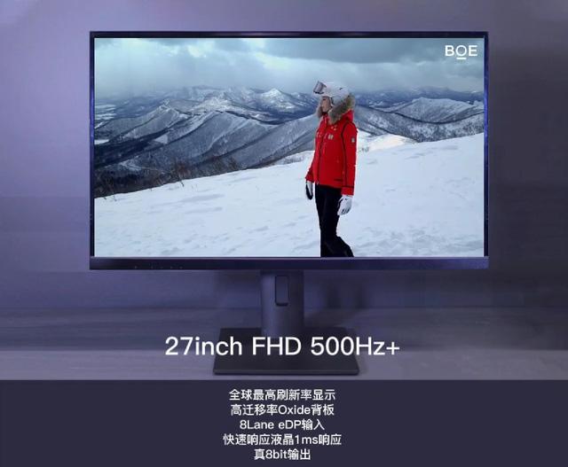 BOE ra mắt màn hình 27 inch FHD tần số quét 500Hz+ nhanh nhất thế giới - Ảnh 1.