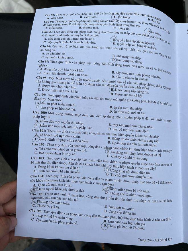 Đề thi chính thức kỳ tốt nghiệp THPT 2022 tổ hợp Khoa học xã hội: Lịch sử, Địa lý, Giáo dục công dân - Ảnh 8.