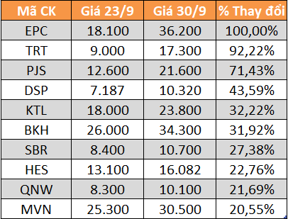 10 cổ phiếu tăng/giảm mạnh nhất tuần: Nhiều mã mất trên 20% giá trị - Ảnh 6.