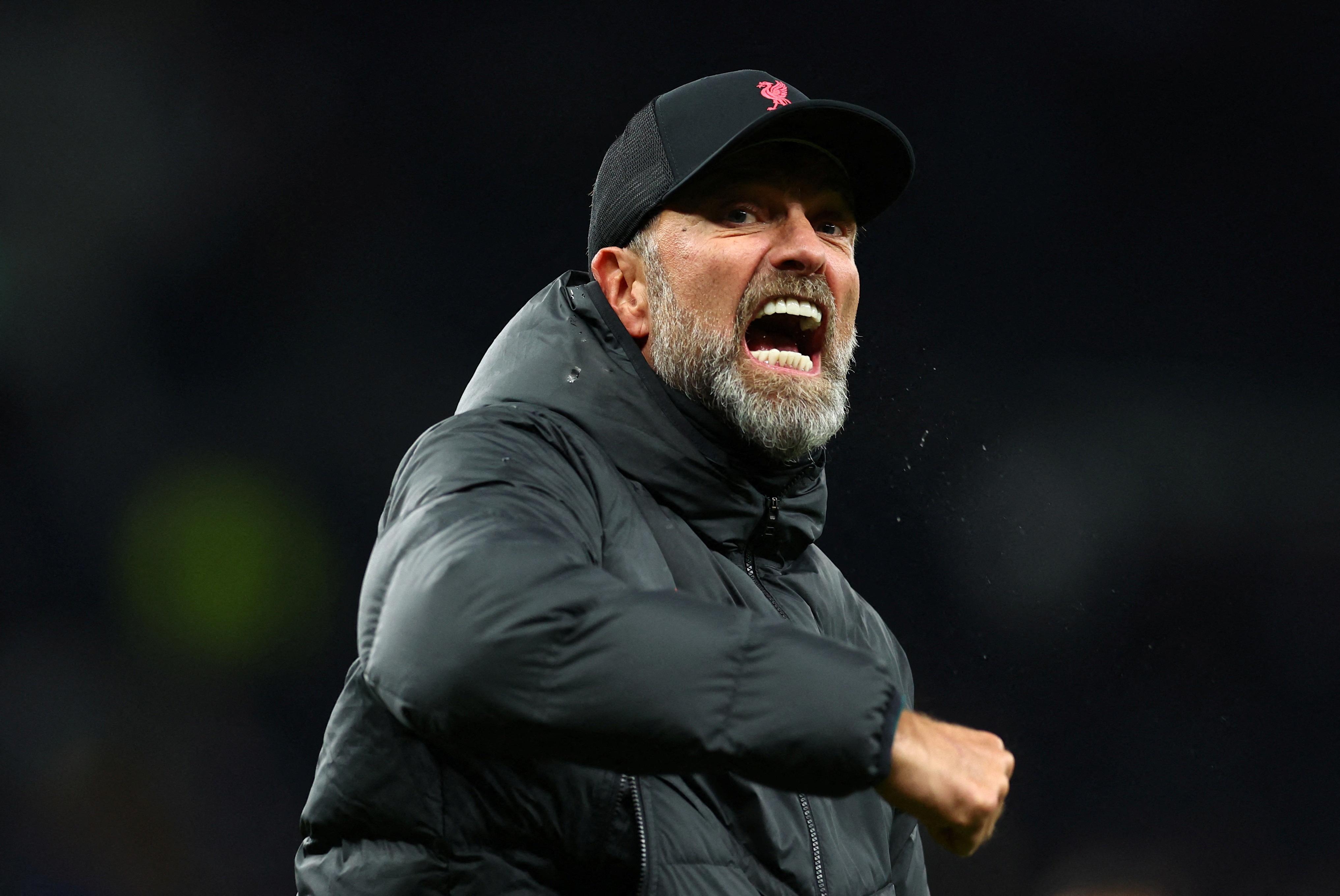 Liverpool đấu Tottenham ảnh 1 HLV Klopp ăn mừng cảm xúc sau trận thắng.