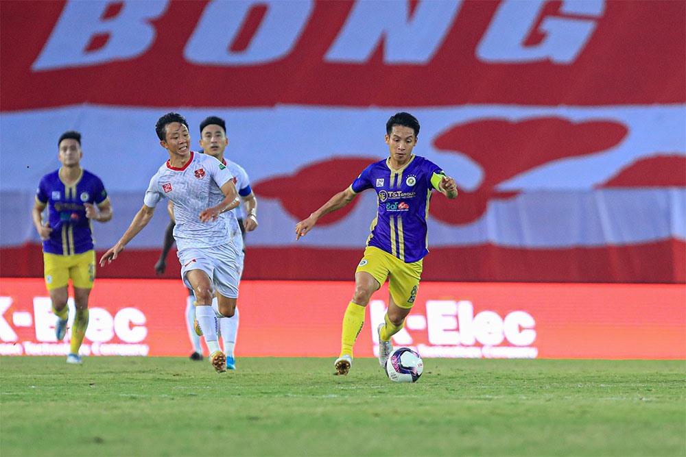 Hải Phòng trong trận đấu với Hà Nội tại V.League 2022. Ảnh: VPF.