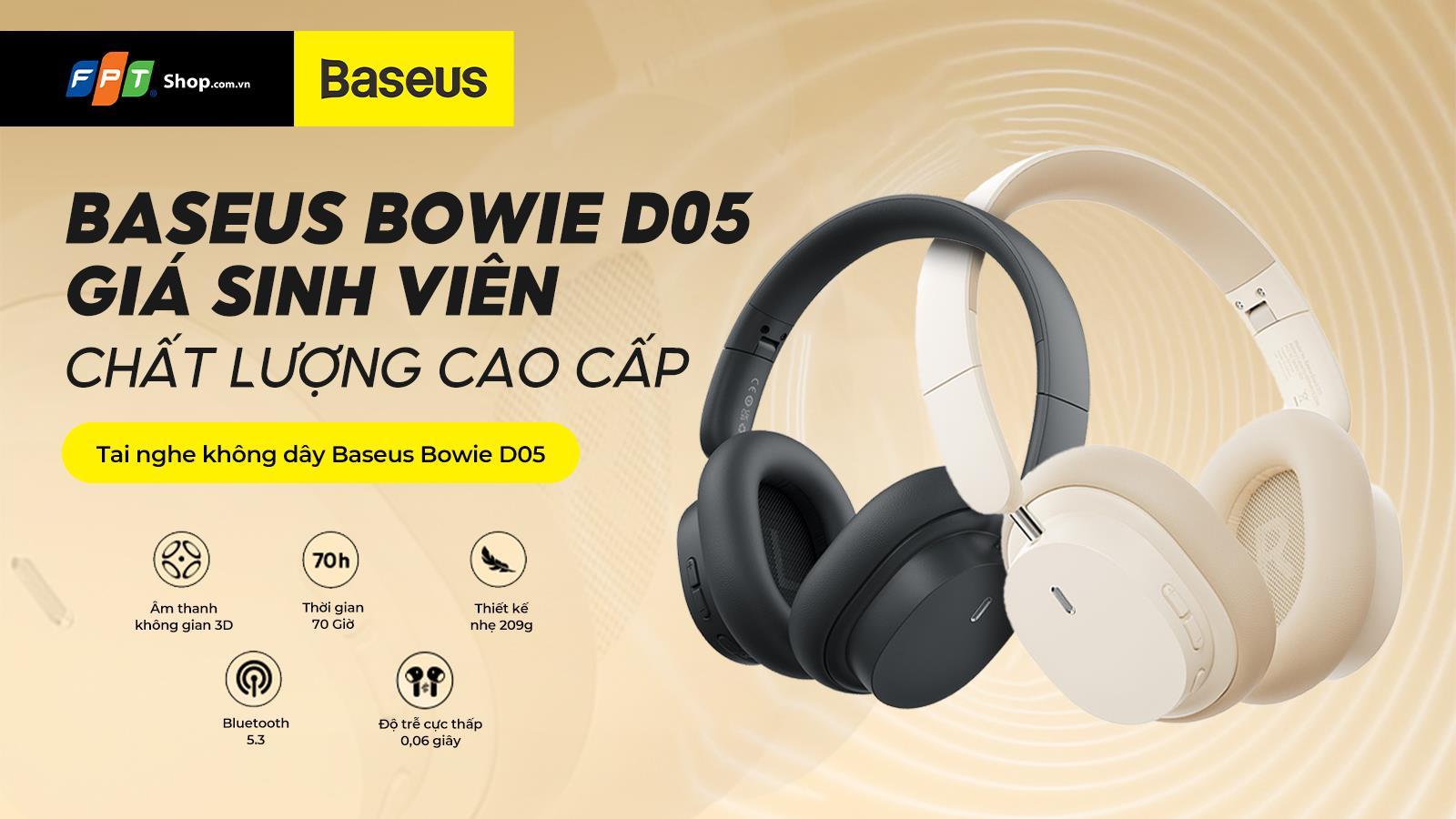 Tai nghe Bluetooth choàng đầu Baseus Bowie D05 giá sinh viên chất lượng cao cấp - Ảnh 1.