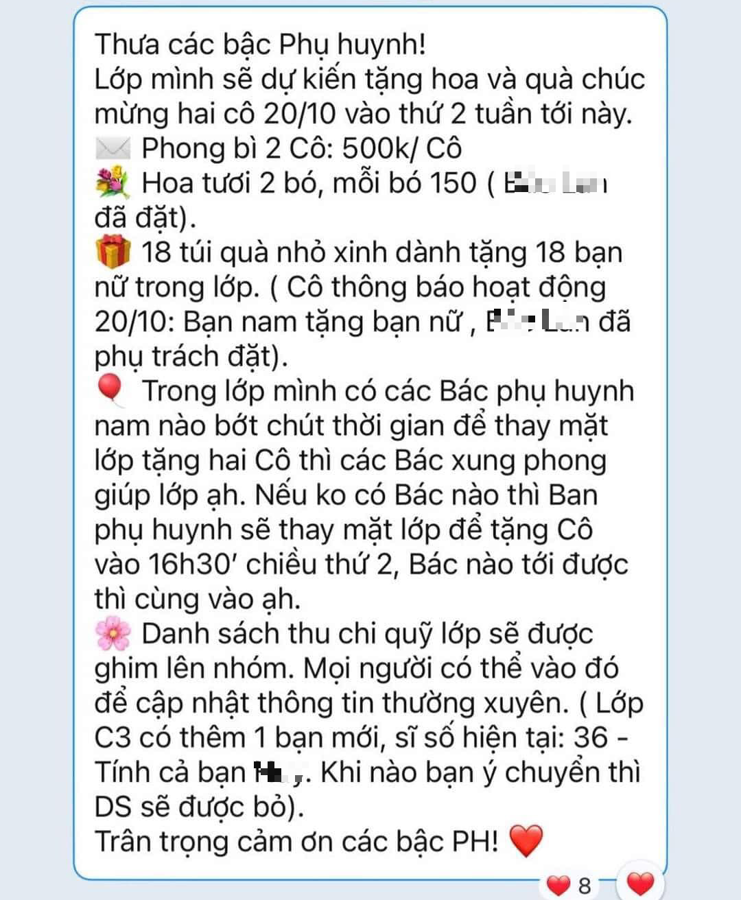 Một khoản chi "độc lạ" ngày 20/10 trong lớp học gây bão mạng: Phú quý sinh lễ nghĩa hay ích kỉ, kém sang? - Ảnh 1.