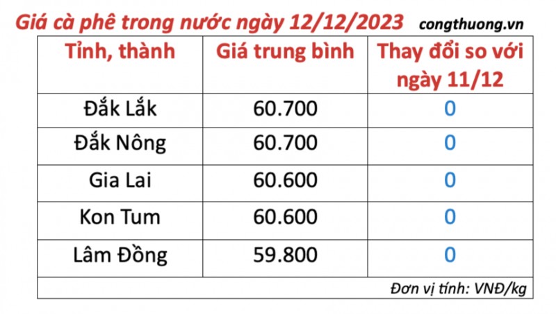 Giá cà phê hôm nay, ngày 12/12/2023: Giá cà phê trong nước ổn định, neo ở mức cao