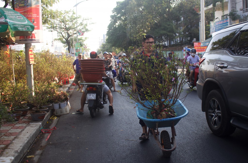 Không khí Tết ngập tràn chợ hoa xuân “trên bến dưới thuyền”