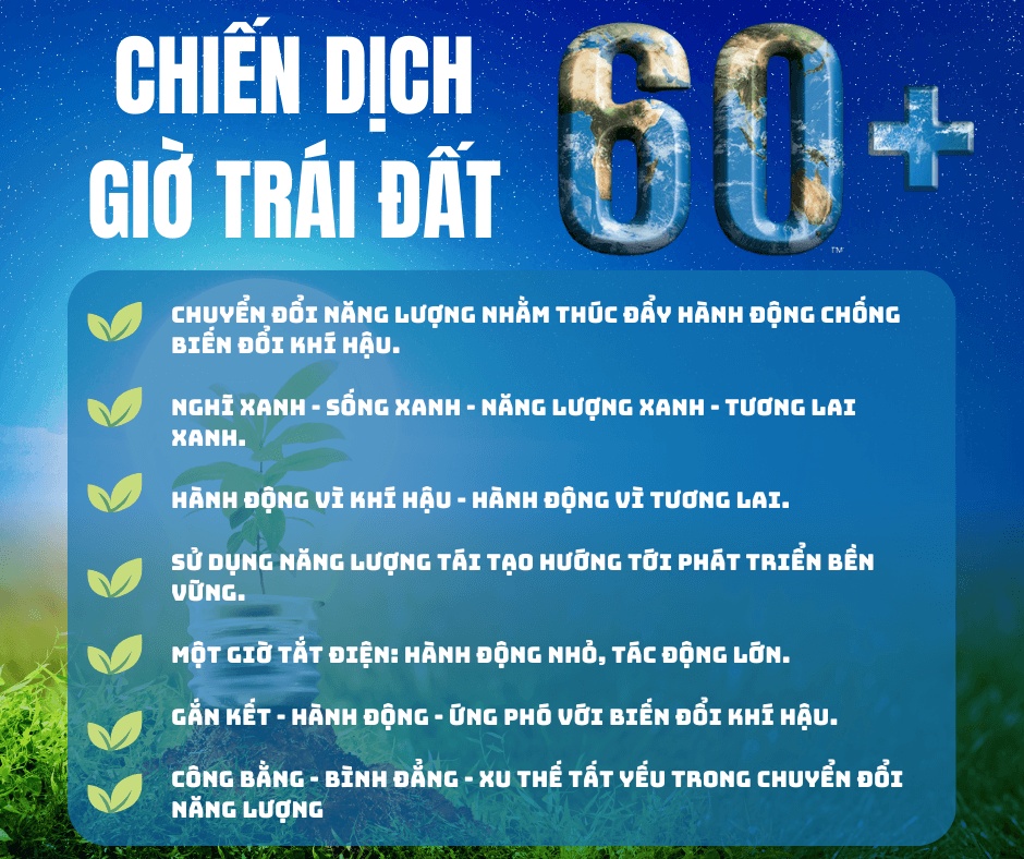 Thông điệp của tháng 3: Bảo vệ môi trường, giảm dấu chân carbon, Giờ Trái đất