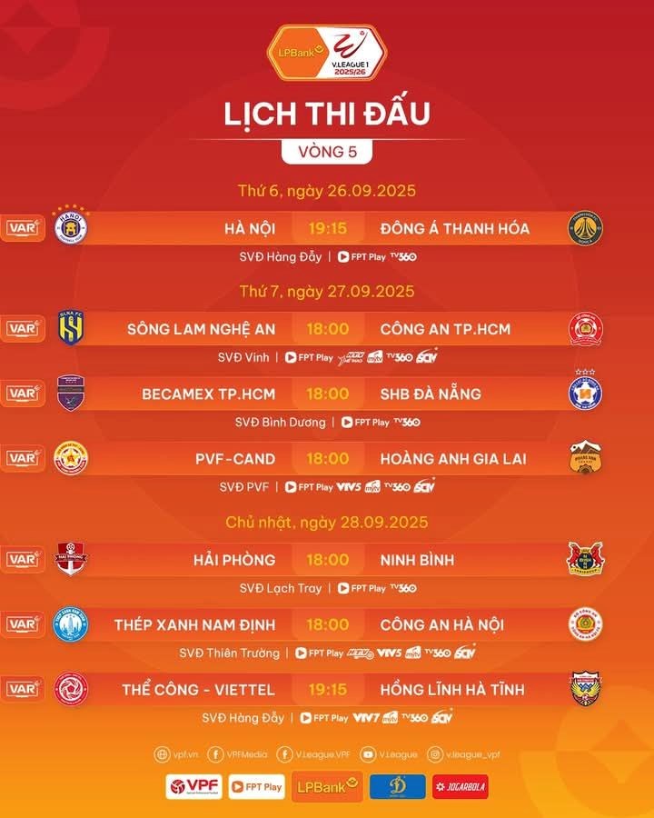 Lịch thi đấu vòng 5 V.League 2025/26 - ảnh 2