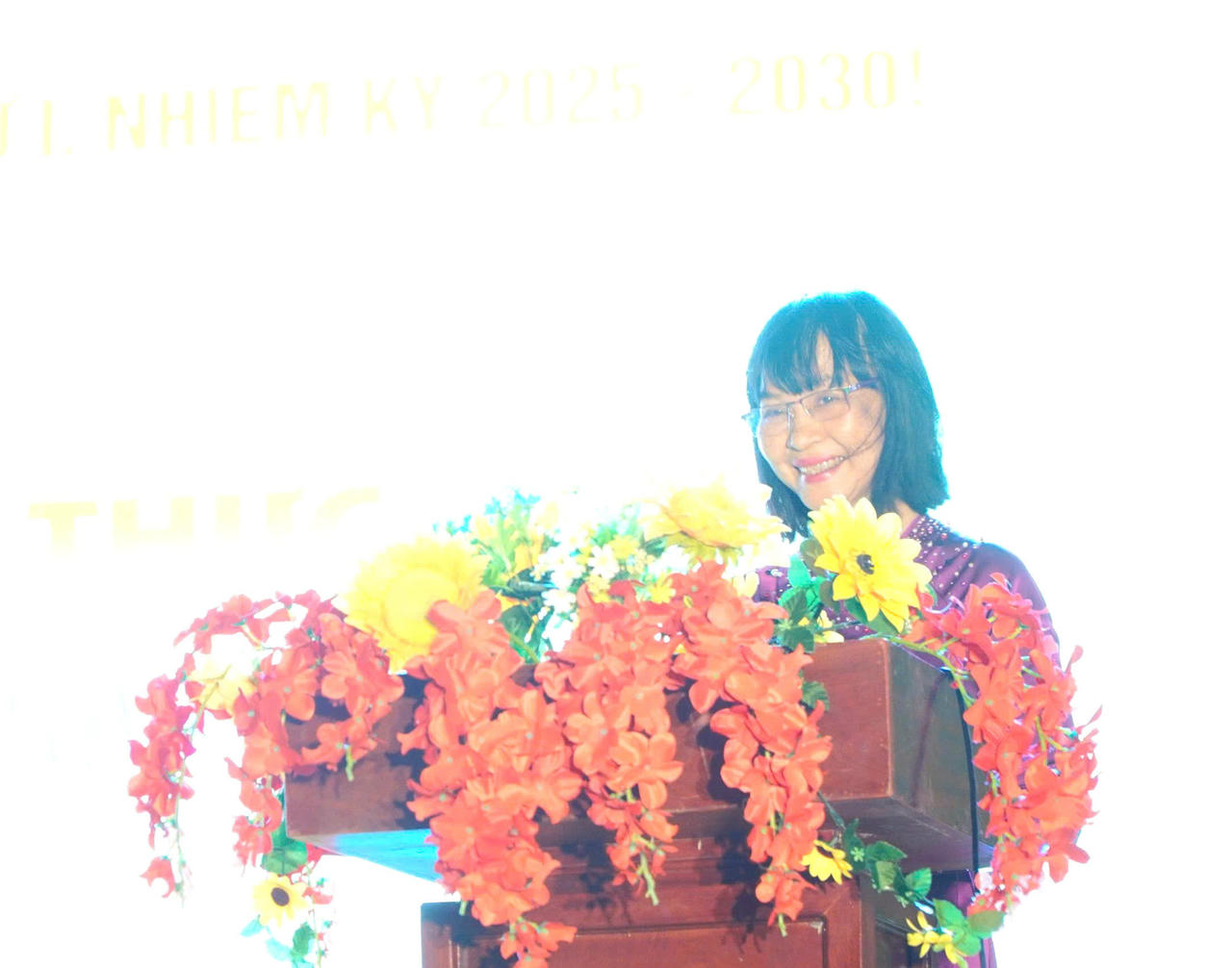 Bà Quảng XuânLụa, Giám đốc Trung tâm Xúc tiến Đầu tư, Thương mại và Du lịch An Giang phát biểukhai mạc.