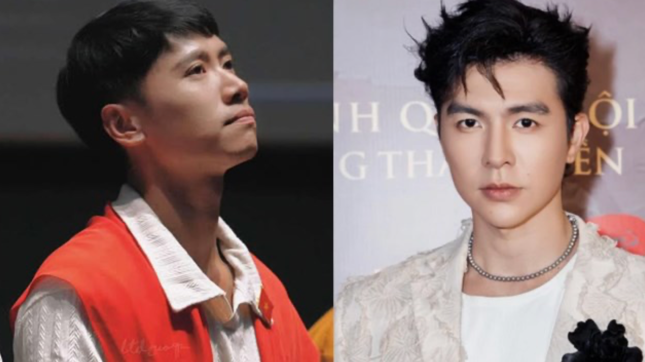 Steven Nguyễn và Lê Hoàng Long mang tinh thần 'Mưa đỏ' đến với sinh viên Hà Nội. Ảnh: NVCC