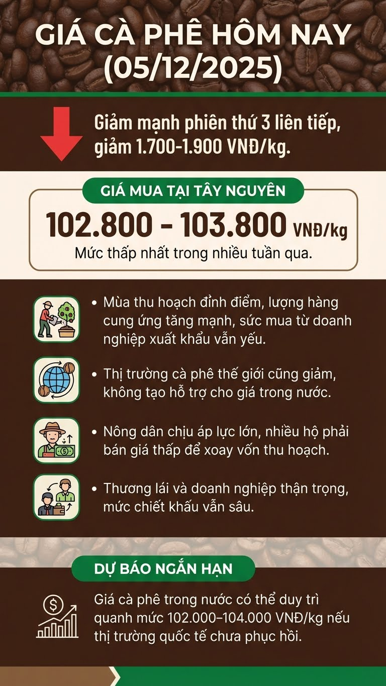 Giá cà phê hôm nay 5.12: Giảm sâu phiên thứ ba liên tiếp - ảnh 3