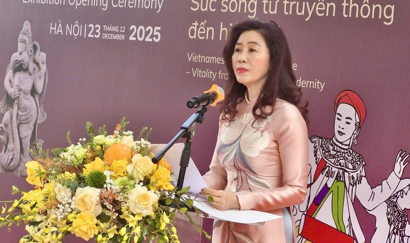 Bà Lê Thị Thu Hiền, Cục trưởng Cục Di sản văn hóa phát biểu tại buổi lễ. Ảnh: Huyền Nhi. z7356117807503ea094da27ec32c0f932cf0dc52c39435-1766467160295285694917.jpg