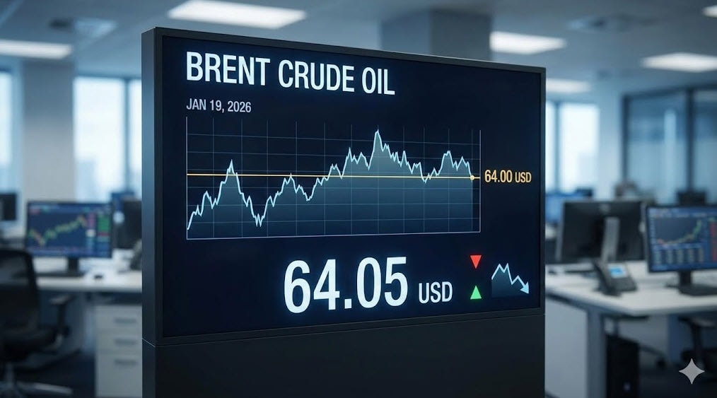 Diễn biến giá dầu thô Brent đầu phiên sáng 19-1 đang giằng co quanh mốc 64 USD thùng