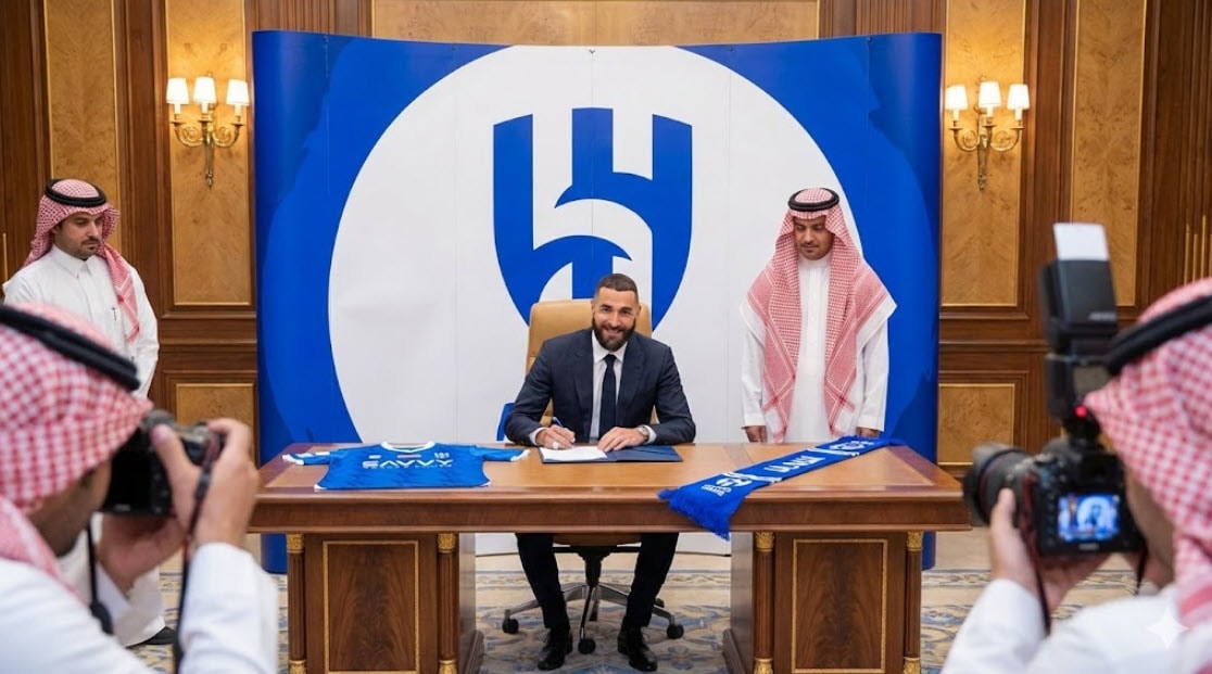 Benzema ký hợp đồng với Al-Hilal - Ảnh minh họa AI